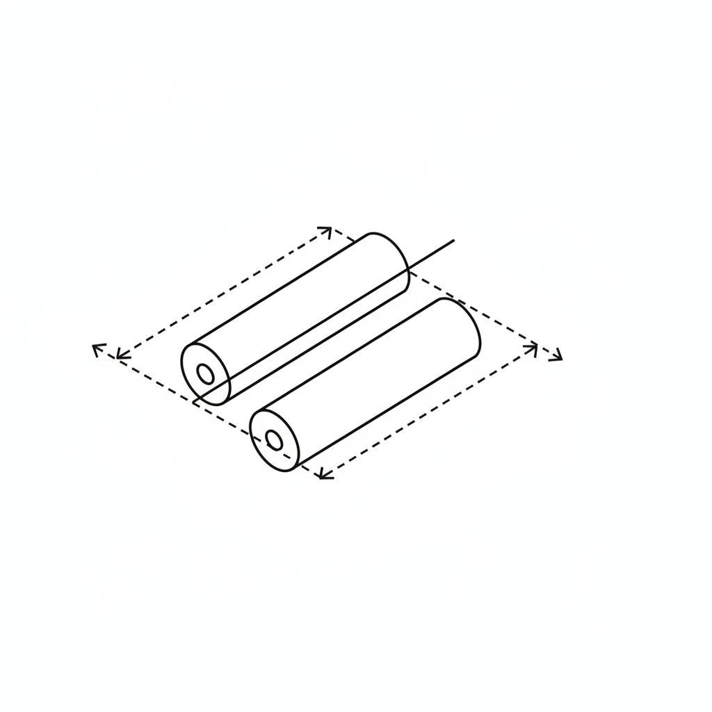 Diagram showing how to measure the distance between two rollers on both sides of the machine to check for parallelism.