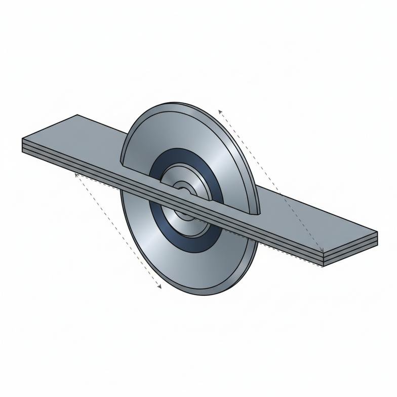 A technician adjusting the angle of a shear slitter blade