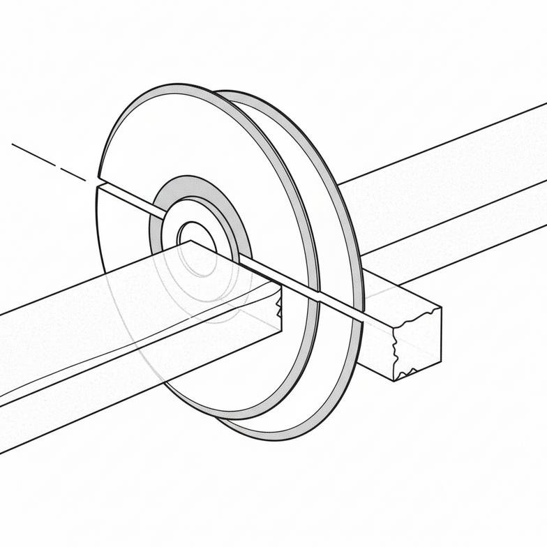 Shear cutting mechanism on an industrial tape slitting machine